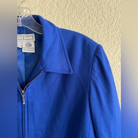 Dressbarn Wool Vintage Blazer Blue Zip Up Lined Career Long Sleeve Chic Size 6 - Picture 12 of 12